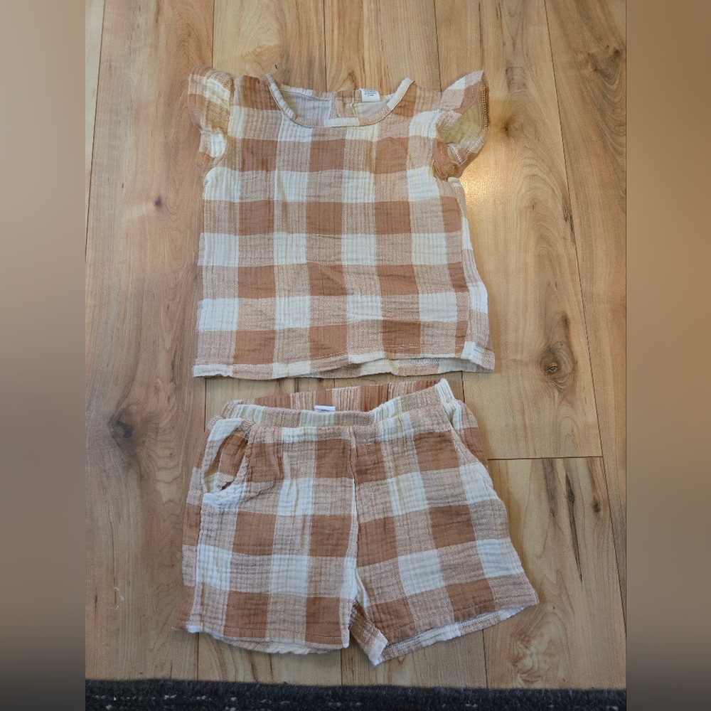 Colored Organics girls Greta Flutter Sleeve Muslin Shirt and Shorts